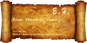 Baar Honorátusz névjegykártya